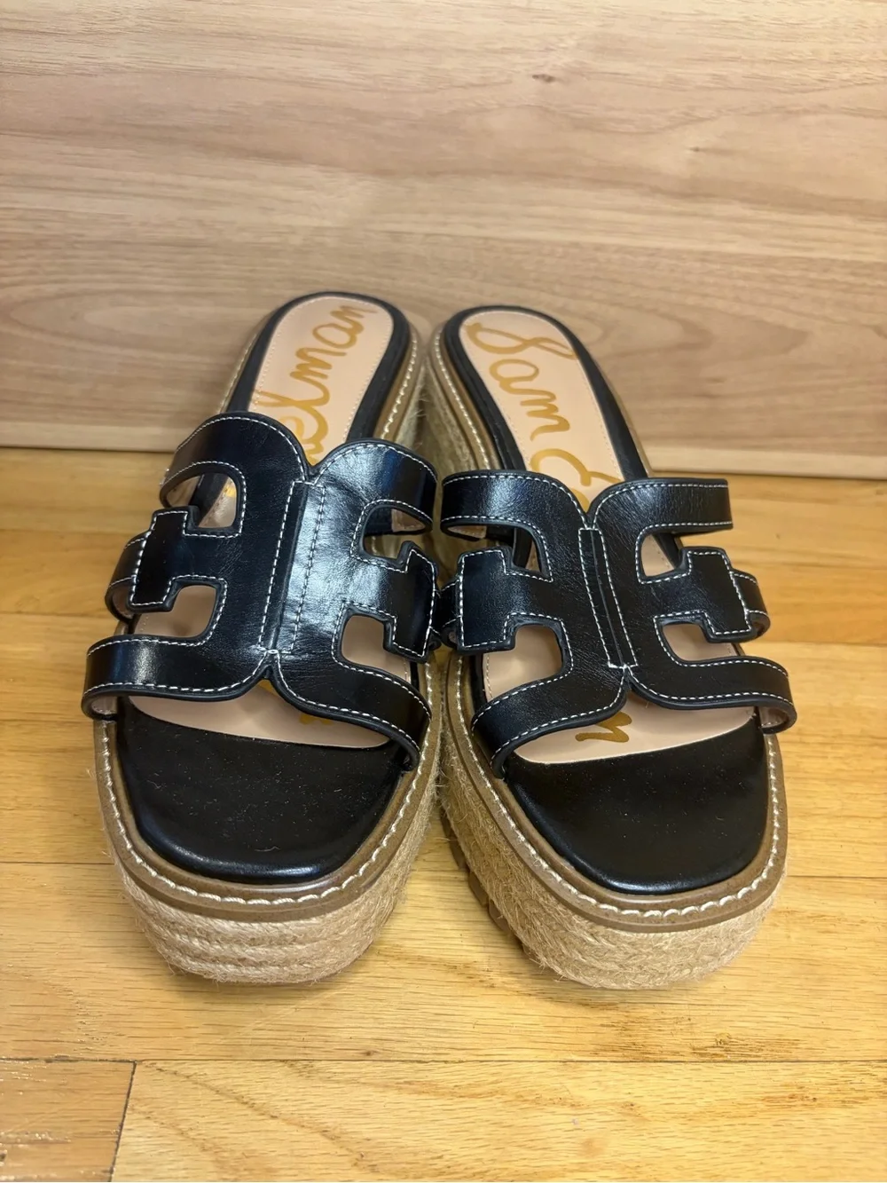 Sam Edelman Laine Black Platform Wedge Sandals - Size 9.5